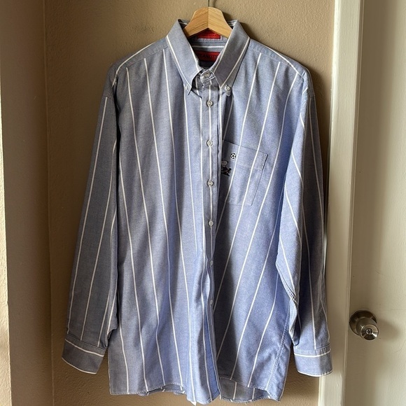 PEANUTS Blue Striped Long Sleeve Button Down Shirt - Picture 2 of 9